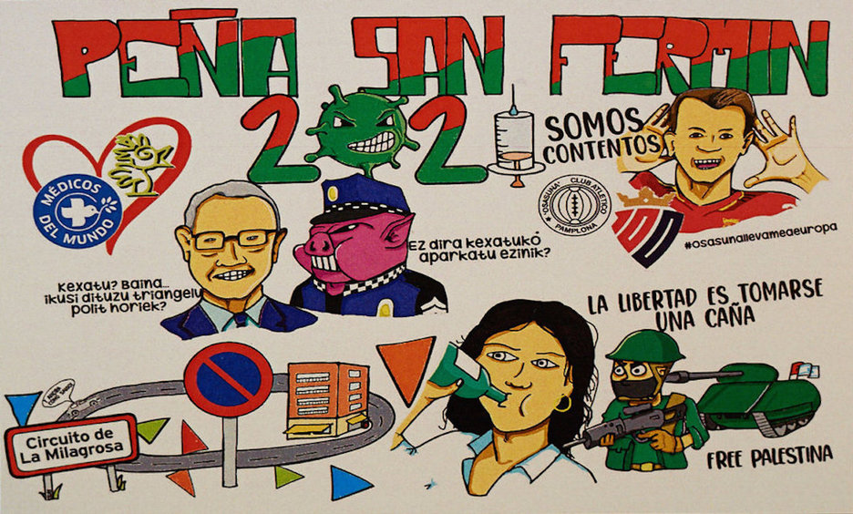 Pancarta de San Fermín.