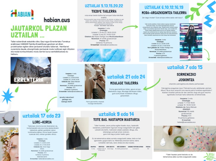 Habian!-en tailerren egitaraua, irudian.