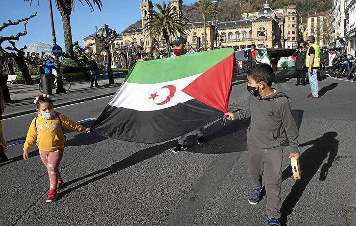 Una marcha a favor del Sahara Occidental en Donostia, en una imagen de archivo. (Andoni CANELLADA/FOKU)