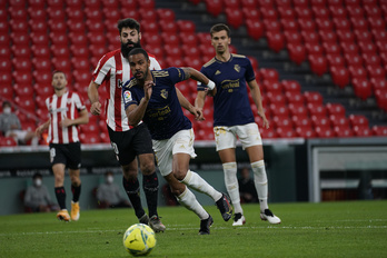 Jonás Ramalho, formado en Lezama, en el derbi entre Osasuna y Athletic en San Mamés. (Aritz LOIOLA / FOKU)