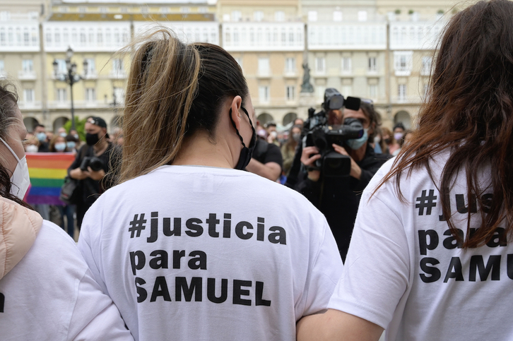 Concentración en A Coruña para demandar justicia por la muerte de Samuel Luiz.(M.DYLAN/EUROPA PRESS)