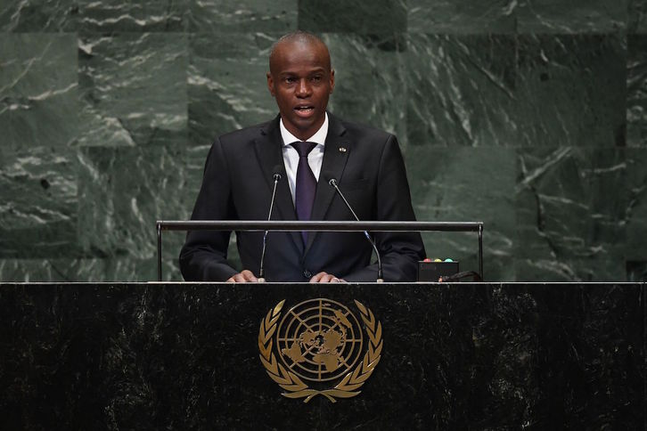 El expreside de Haití, Jovenel Moise, en la asamblea general de NU en 2018. (Timothy A. CLARY/AFP)