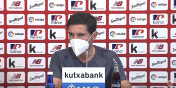 Marcelino durante la rueda de prensa ofrecida en Lezama. (@AthleticClub)
