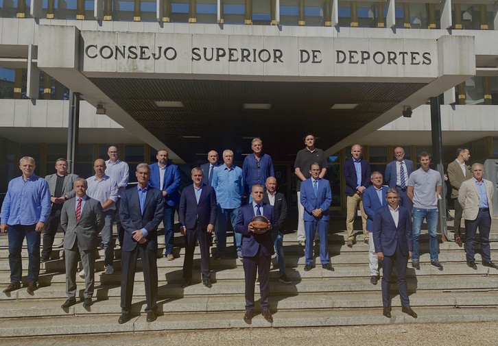 Los responsables de los clubes de la ACB, esta mañana en el CSD. (LIGA ENDESA)