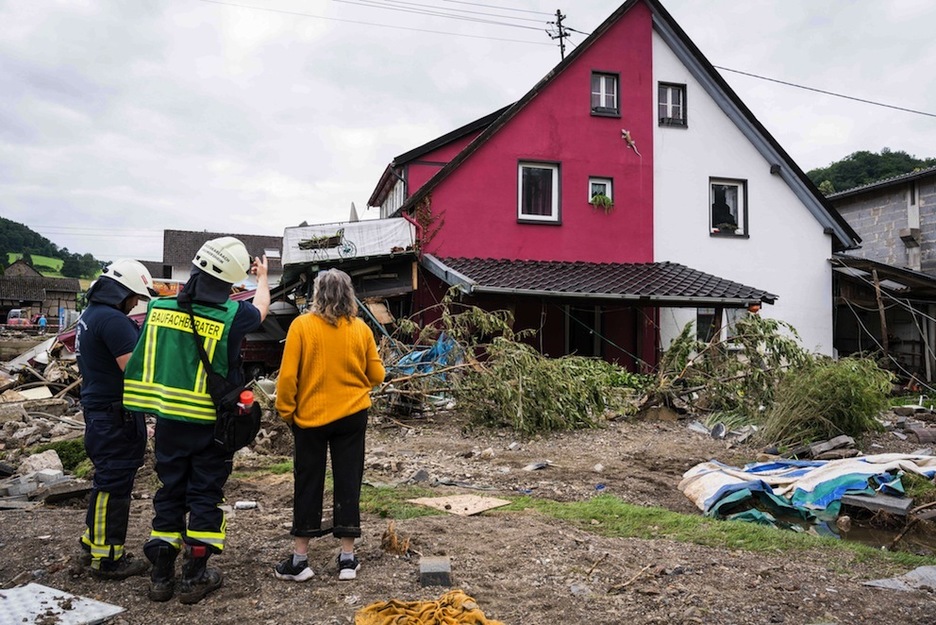 Restos de una casa azotada por la tormenta en Schuld. (Bernd LAUTER/AFP)