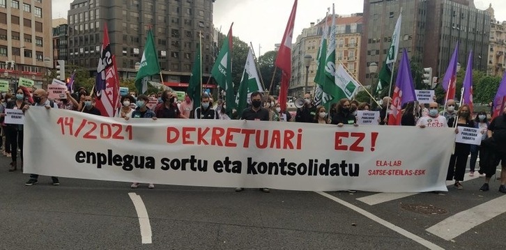 Concentración sindical que se ha realizado este viernes en Bilbo. (ELA sindikatua)
