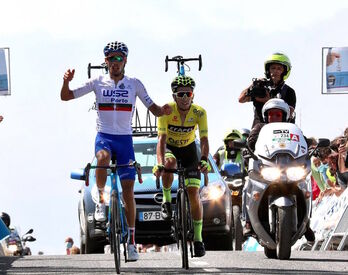 José Neves y Frederico Figueiredo, ganador de la prueba, han sido los únicos que han superado a Jokin Murguialday. (GP TORRES VEDRAS)