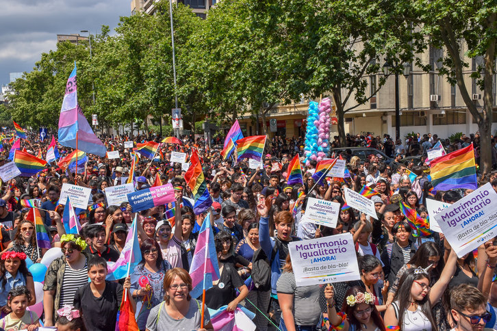 Marcha por la Igualdad de Derechos celebrada en Santiago de Chile en 2018. (MOVILH)