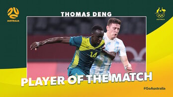 Nombrado Mejor Jugador del Partido en el debut de Australia contra Argentina en los juegos. (FOOTBALL AUSTRALIA)