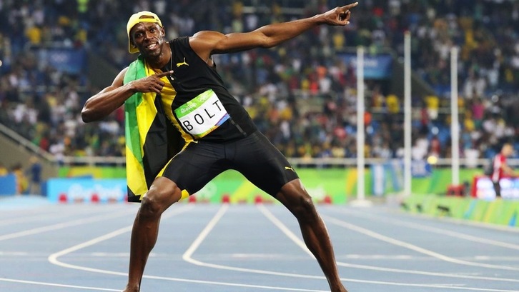 Usain Bolten azken urrea, Rio 2016ko tartanaren gainean. (GARA)