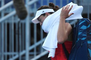 Garbiñe Muguruza, Elena Ryvakinaren aurka galdu ostean. (Tiziana FABI / AFP)