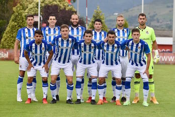 El once con el que ha partido el Sanse en el amistoso de esta tarde contra el Sporting, disputado en Mareo. (Real Sociedad)