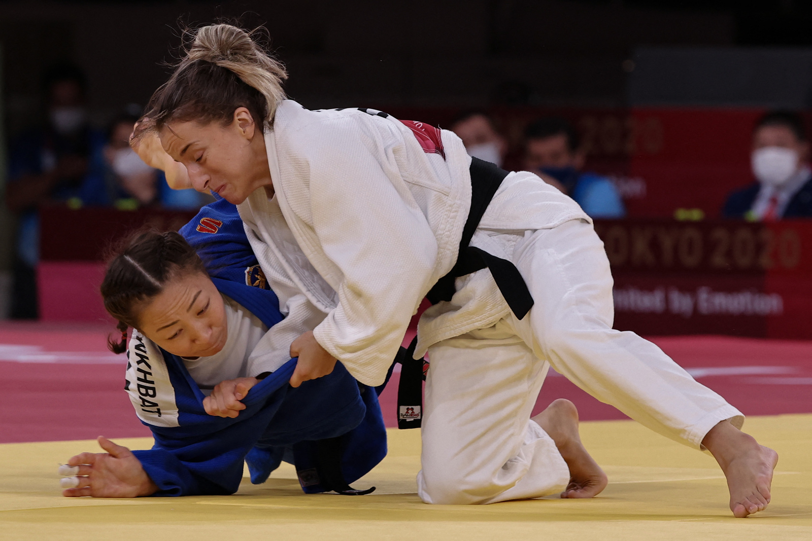 Distria Krasniqi, durante la final. (Jack GUEZ / AFP)