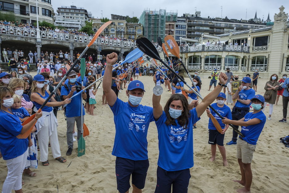 Maialen Chourraut eta Xabi Etxaniz, omenaldiko bi protagonistak. (Jon URBE/FOKU) Maialen Chourraut eta Xabi Etxaniz, omenaldiko bi protagonistak. (Jon URBE/FOKU)
