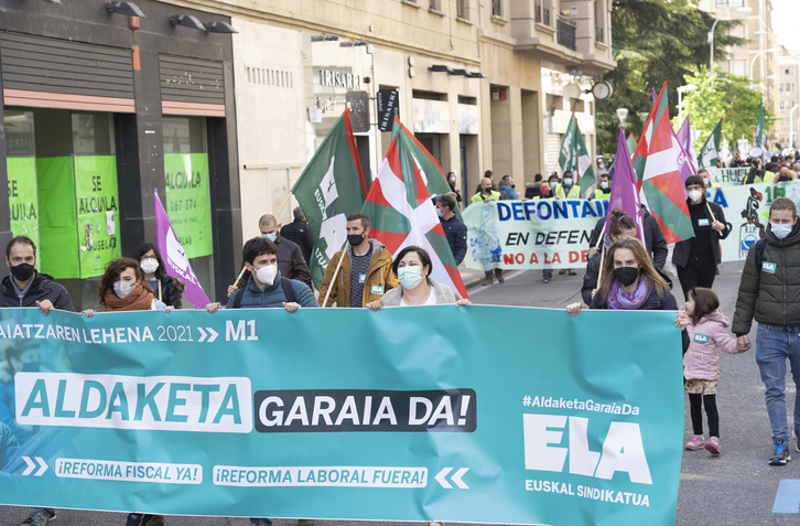 ‘Aldaketa garaia da’ maiatzaren lehenean ELAk egindako manifestazioa. (Jagoba MANTEROLA)