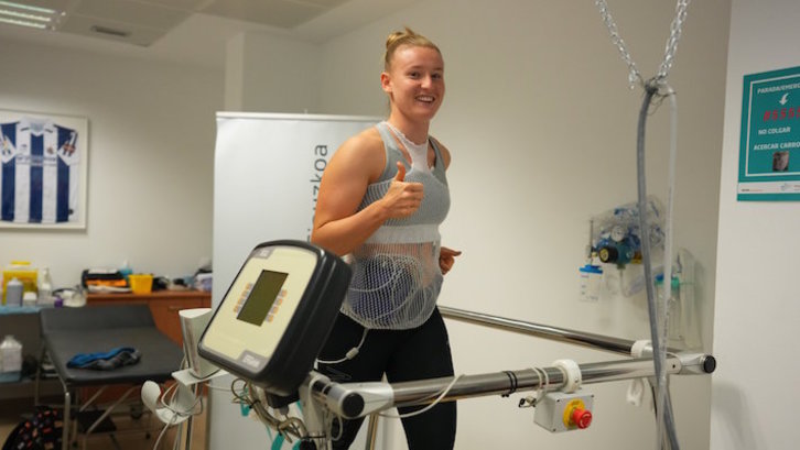 Poljak, durante el reconocimiento médico previo a su fichaje. (REAL SOCIEDAD)