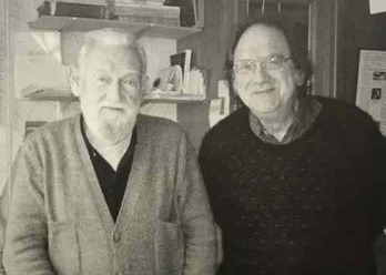 Elías Amezaga con Oteiza, a finales de los 90 en Orio. (Familia Amezaga)