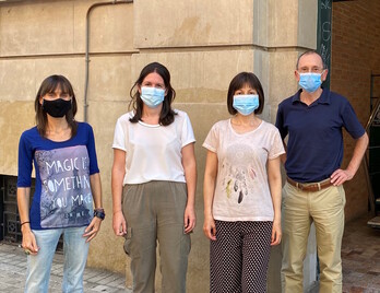 Castilla, junto a compañeras del Ispln, tras presentar un estudio sobre obesidad y covid. (Gobierno de NAFARROA)