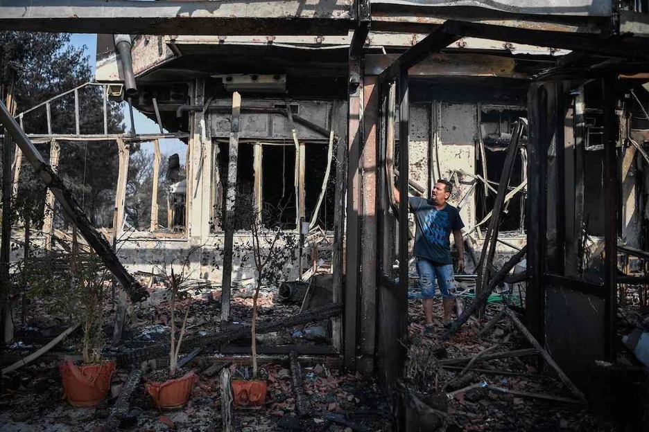 Daños causados por el incendio de Grecia. (AFP).