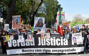 Marcha de víctimas de la violencia celebrada en Ciudad de México el 26 de enero de 2020. (Orsetta BELLANI)