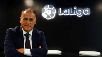 El presidente de LaLiga, Javier Tebas, es el mayor impulsor del acuerdo con la CVC Capital Partners. (NAIZ)