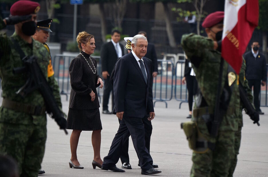 El presidente mexicano, Andrés Manuel López Obrador, durante el acto oficial. (Rodrigo ARANGUA/AFP)