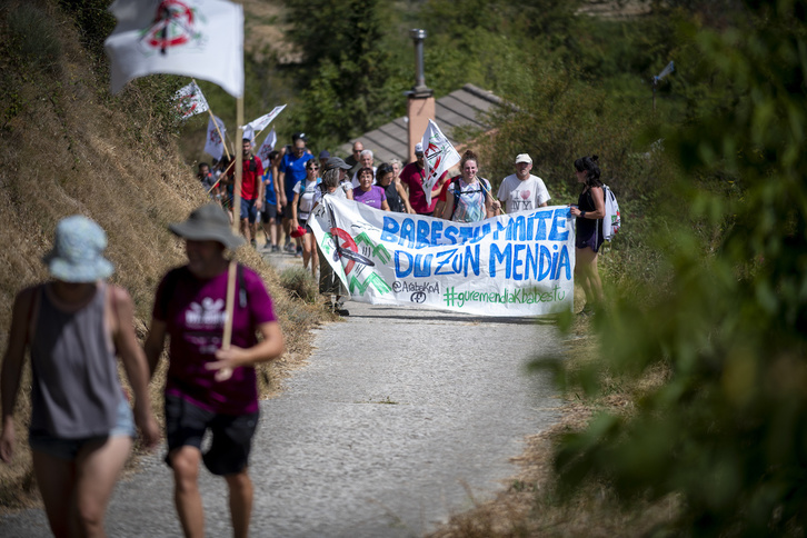 Marcha celebrada el año pasado contra el parque eólico de Labraza. (Jaizki FONTANEDA/FOKU)