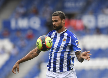Willian José, en el partido en el que marcó el gol de la victoria contra el Mónaco en Anoeta. (Jon URBE/FOKU)