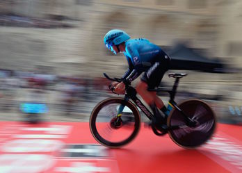 Álex Aranburu ha realizado la mejor contrarreloj de su carrera en Burgos. (Ander GILLENEA/EFE)