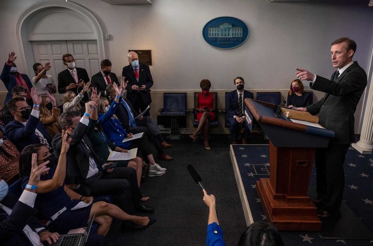 Jake Sullivan, astearte honetan emandako prentsaurrekoan. (Andrew CABALLERO-REYNOLDS/AFP)