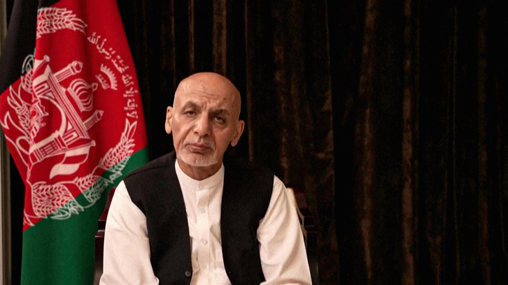 Ashraf Ghani, en el vídeo difundido tras su marcha al exilio en Emiratos Árabes Unidos. (AFP)