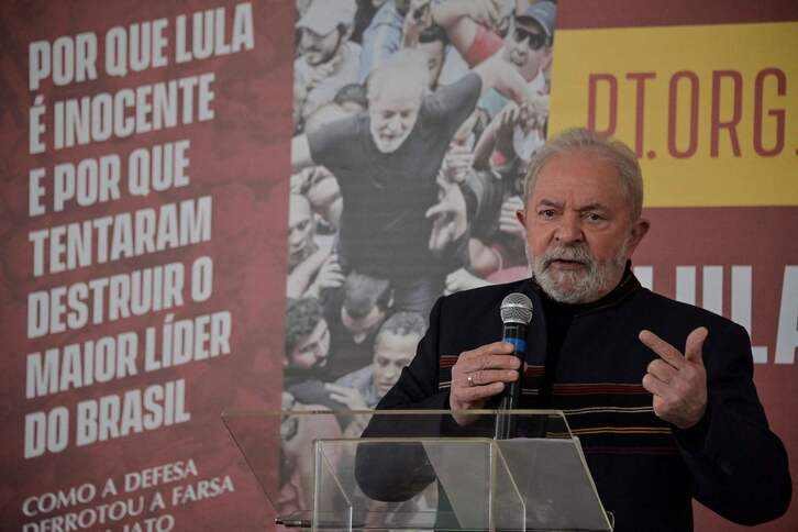 El expresidente brasileño Lula da Silva participando en una conferencia en Sao Paulo. (Nelson ALMEIDA/AFP)