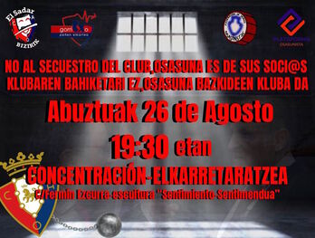 La concentración será este jueves junto al estadio de El Sadar.