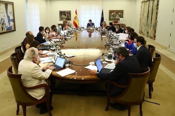 Reunión del Consejo de Ministros, este martes, en la que se ha aprobado el proyecto de ley sobre la reforma del sistema de pensiones. (Fernando CALVO | Moncloa)