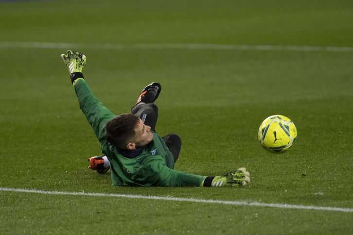 Gaizka Ayesa, con el primer equipo en Gal en la final de la Euskal Herria Txapela contra Osasuna. (Juan Carlos RUIZ/FOKU)