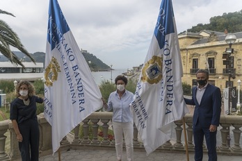 Nekane Arzallus Donostiako alkateordea buru dela egin da Kontxako Banderaren aurkezpena. (Andoni CANELLADA / FOKU)