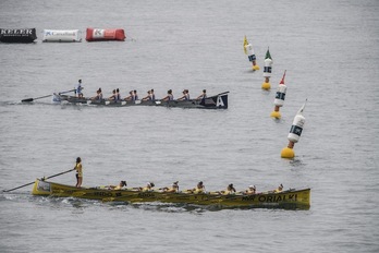 Arraun Lagunak eta Orio, Euskotren Ligan bezala, Kontxako Banderaren borrokan aritzeko hautagai nagusienak dira. (Jon URBE / FOKU)