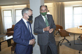 El lehendakari, Iñigo Urkullu, con el presidente de Iberdroa, José Ignacio Sánchez Galán, un asiduo de Ajuria Enea. (ERREDEHIERRO-IREKIA)