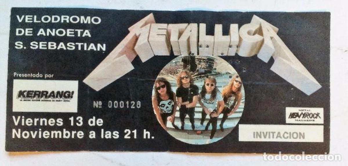 1992an Donostian eskainitako kontzertuaren orduko sarrera. (TODOCOLECCION)