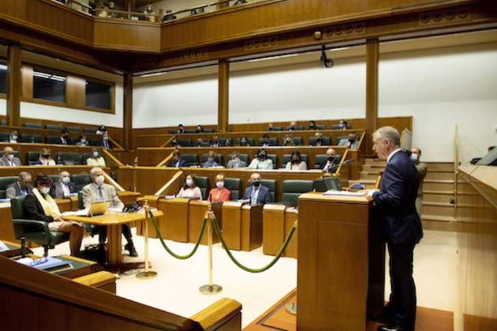 Iñigo Urkullu, en el pleno de investidura del 3 de setiembre de 2020. (Raúl BOGAJO-FOKU)