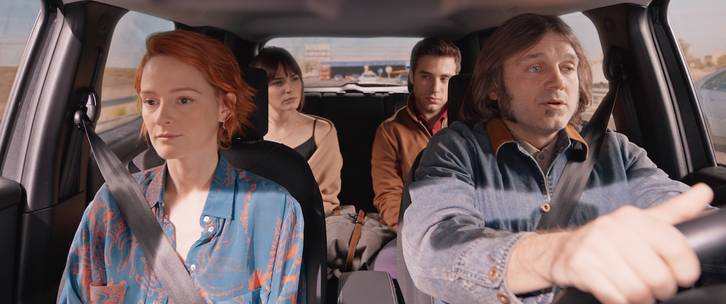 Ana Polvorosa, Andrea Duro, Pol Monen y Salva Reina comparten coche. (NAIZ)