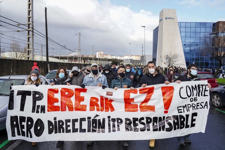 Manifestación de las y los trabajadores de ITP Aero Castings contra el ERE, el pasado diciembre en Barakaldo. (Marisol RAMIREZ / FOKU)