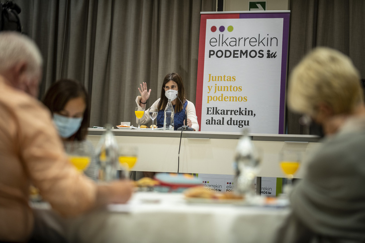 Miren Gorrotxategi, en el desayuno de prensa de este lunes. (Jaizki FONTANEDA | FOKU)