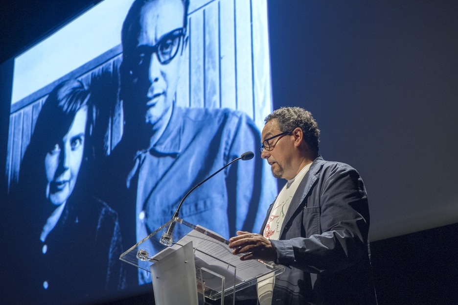 Homenaje a Alfonso Sastre y Eva Forest celebrado en 2014 en Hondarribia. En la imagen, Fito Rodriguez. (Gorka RUBIO/FOKU)