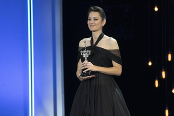 Marion Cotillard, en Donostia. (Gorka RUBIO/FOKU)