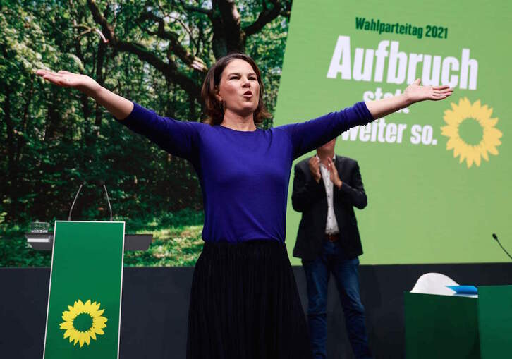 Annelena Baerbock, en un acto electoral en Berlín. (Odd ANDERSEN / AFP)