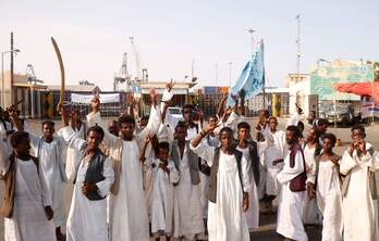 Una protesta en la jornada de ayer en Khartum. (Ibrahim ISHAQ / AFP)