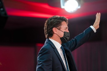 Justin Trudeau Kanadako Alderdi Liberaleko hautagaiak irabazi ditu, berriz ere, hauteskundeak. (Andrej IVANOV / AFP)