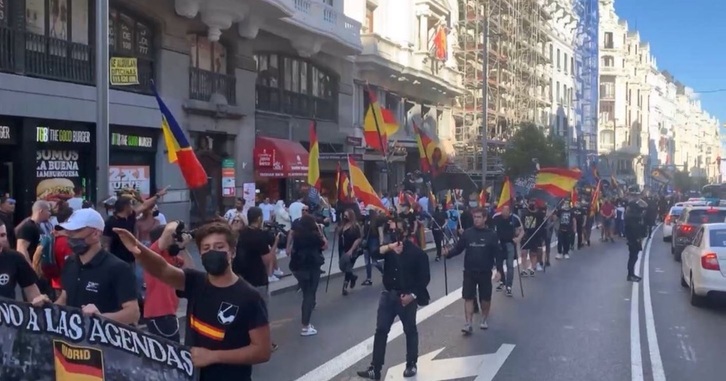 Manifestación ultraderechista en el barrio madrileño de Chueca, el sábado pasado. (CEDIDA/TWITTER/EUROPA PRESS)