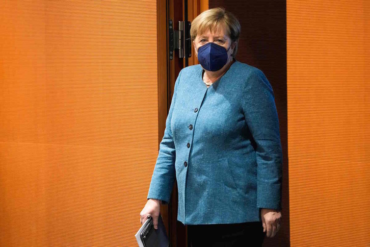 La canciller Angela Merkel a su llegada a la última reunión de Gobierno el pasado día 22 de setiembre. (Markus SCHREIBER/AFP) 
